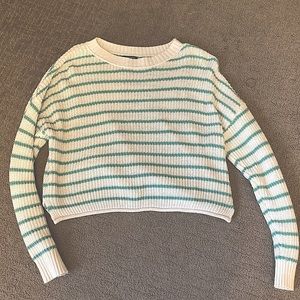 Teal and white stripped sweater